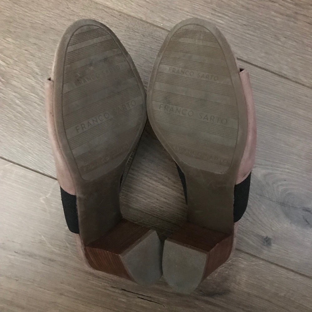 Franco Sarto Taupe Suede Block Mules - Picture 3 of 7